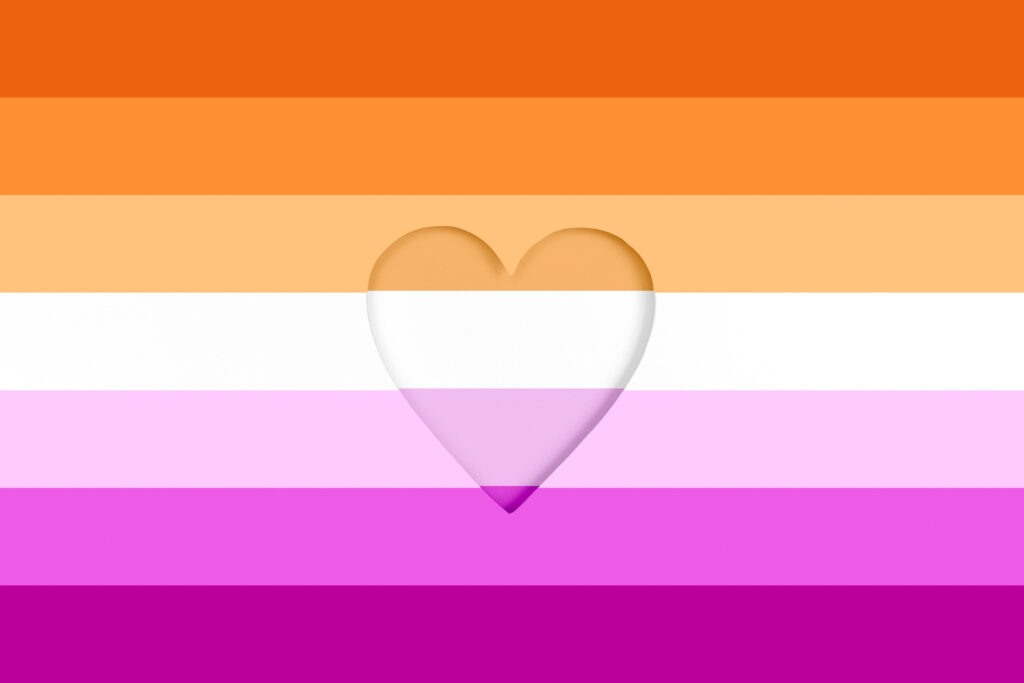 Herz auf lesbischer Flagge