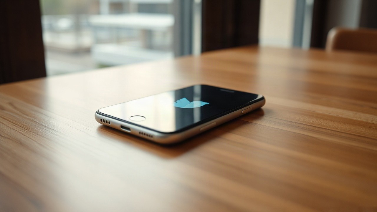 Ein Smartphone mit einer Social-Media-App auf einem Holztisch symbolisiert den öffentlich ausgetragenen Jenny Frankhauser Streit mit ihrer Schwester – Symbolbild, KI-erzeugt