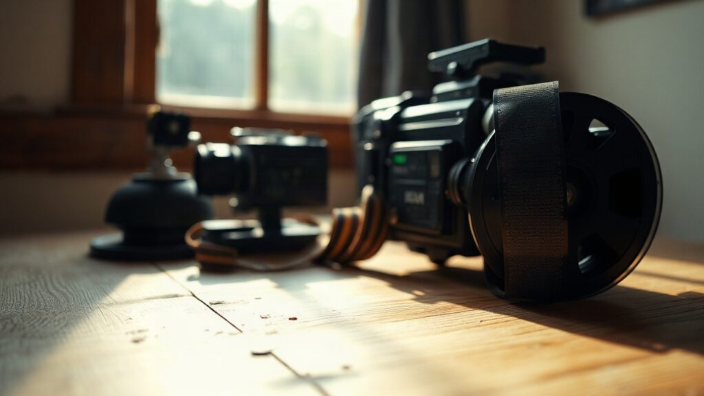Eine 16-Millimeter-Filmrolle auf einem Schneidetisch symbolisiert den Dokumentarfilm von Josephine Ahnelt über Mutterschaft – Symbolbild, KI-erzeugt